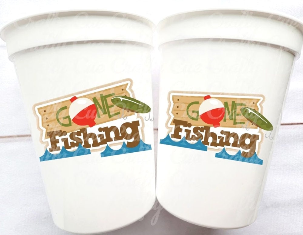 GONE FISHING PARTY Cups Fishing Birthday Fishing First Birthday Party Gone Fishing Party The Big One Fishing Bobber Decorations Fish Bait