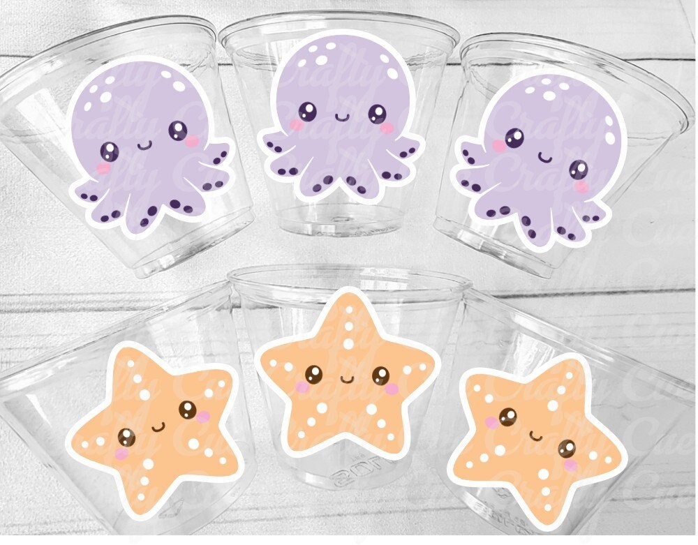 UNDER THE SEA Party Cups - Under the Sea Birthday Under the Sea Party Crab Cups Octopus Cups Whale Cups, Ocean Birthday Ocean Party Sea