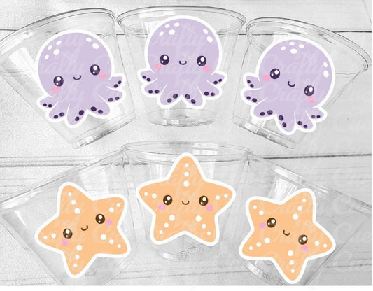 UNDER THE SEA Party Cups - Under the Sea Birthday Under the Sea Party Crab Cups Octopus Cups Whale Cups, Ocean Birthday Ocean Party Sea