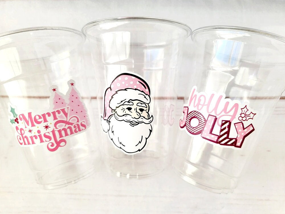 PINK CHRISTMAS PARTY Cups - Christmas Decorations Christmas Party Supplies Christmas Cups Christmas Party Favors Christmas Gifts Holiday Cup