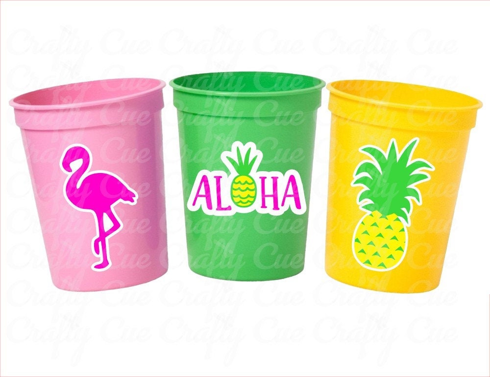 LUAU PARTY CUPS -Aloha Party Cups Luau Party Decoration Pineapple Party Cups Luau Baby Shower Tropical Party Decorations Luau First Birthday