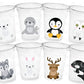 WINTER ARCTIC ANIMAL Party Cups - Disposable Winter Animal Cups Winter Baby Shower Winter Party Decorations Winter Wonderland Baby Shower