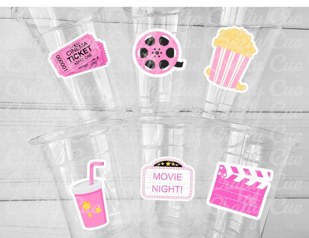 MOVIE PARTY CUPS - Popcorn Birthday Party Cups Movie Party Favors Popcorn Party favors Movie party Supplies Cinema Pink Popcorn Movie Cups