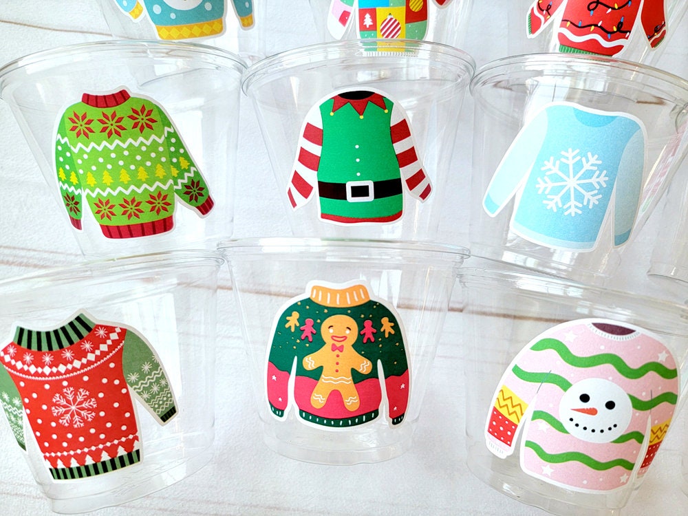 CHRISTMAS PARTY CUPS - Ugly Sweater Christmas Cups Christmas Decorations Christmas Party Supplies Christmas Party Favors Christmas Gifts