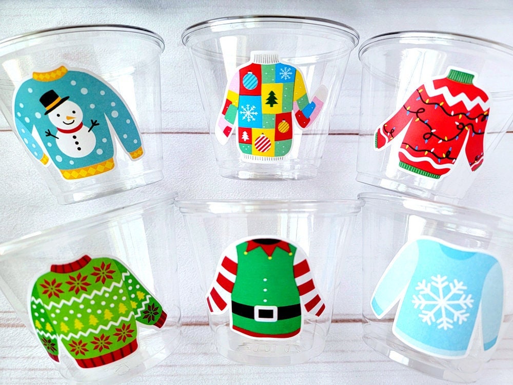 CHRISTMAS PARTY CUPS - Ugly Sweater Christmas Cups Christmas Decorations Christmas Party Supplies Christmas Party Favors Christmas Gifts