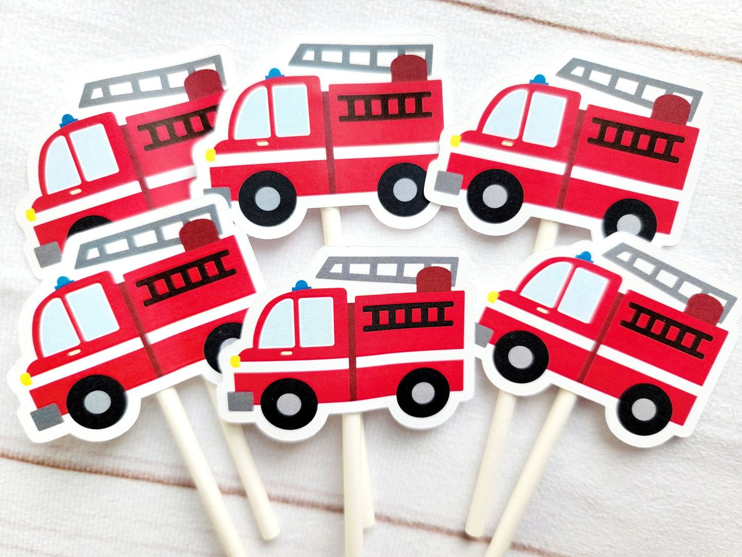 Firetruck Cupcake Toppers, Firetruck With Ladder 62319406P