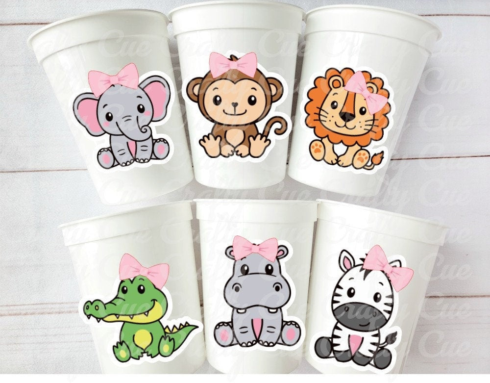 SAFARI PARTY CUPS Reusable Safari Birthday Cups Safari Birthday Safari Party Safari Decorations Safari Baby Shower Safari Favors Jungle Cups
