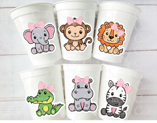 SAFARI PARTY CUPS Reusable Safari Birthday Cups Safari Birthday Safari Party Safari Decorations Safari Baby Shower Safari Favors Jungle Cups