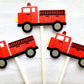 Firetruck Cupcake Toppers Firetruck Birthday Party Firetruck Party Decorations Firetruck Cake Toppers Firetruck Cupcake Picks Fireman Party