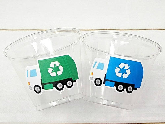 GARBAGE TRUCK PARTY Cups - Garbage Truck Treat Cups Garbage Truck Party Favors Garbage Truck Birthday Favors Trash Garbage Birthday Recycle