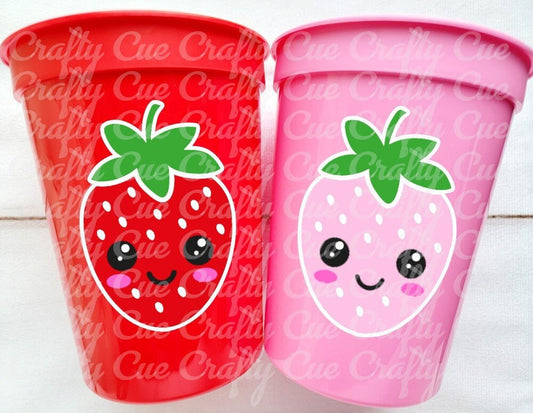 STRAWBERRY PARTY CUPS - Strawberry Birthday Cups Strawberry Cups First Birthday Strawberry Party Decorations Strawberry Baby Shower