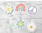 70s PARTY CUPS 70's Birthday Cups 70's Party Cups 70s Decorations 70's Birthday Party 70s Birthday Party Decorations Hippy Two Groovy Cups