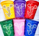 CHEERLEADING PARTY CUPS - Cheer Party Cups Cheerleader Party Cups Cheer Birthday Party Cheer Party Favors Cheer Baby Shower Cups Cheer Squad