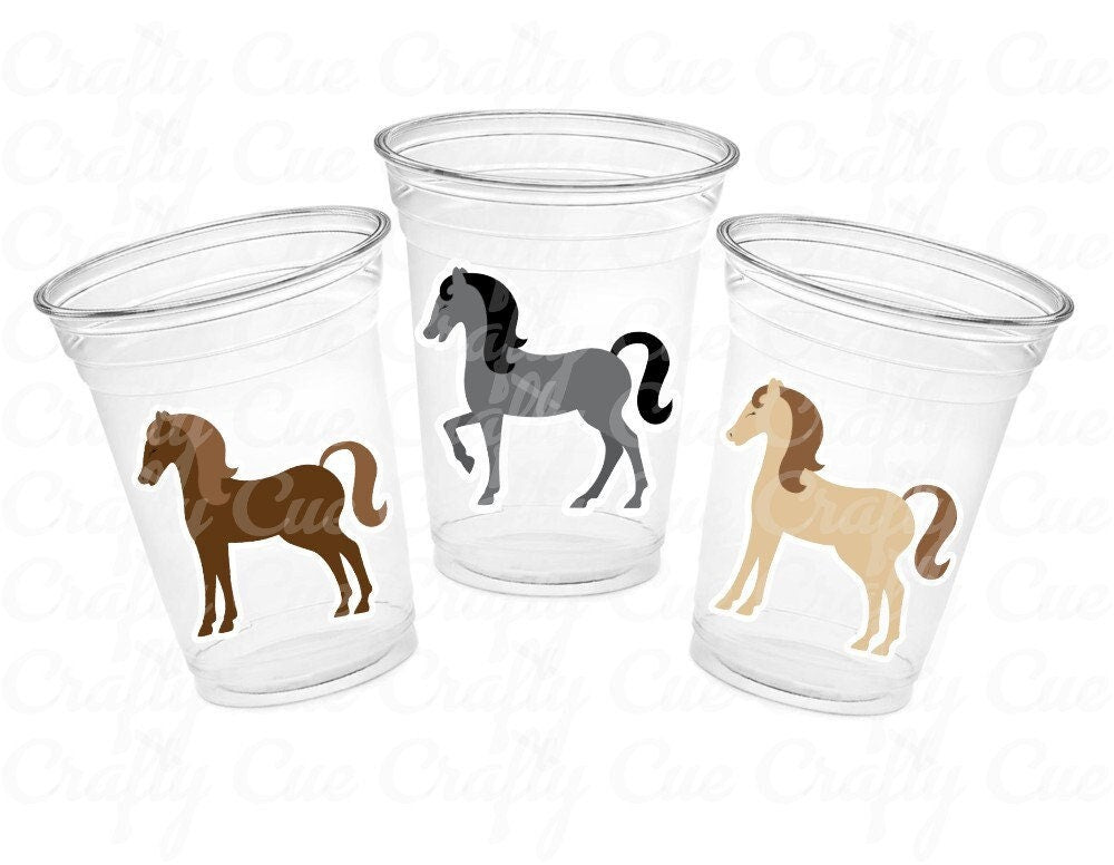 HORSE PARTY CUPS Horse Cups Horse Party Decorations Horse Baby Shower Horse Party Favors Derby Cowgirl Baby Shower Equestrian Party Cups