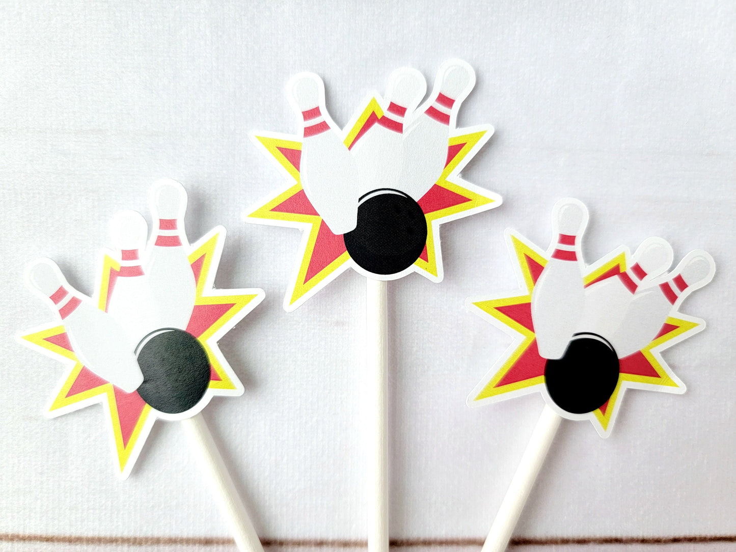 Bowling Cupcake Toppers, Bowling Strike Cupcake Toppers