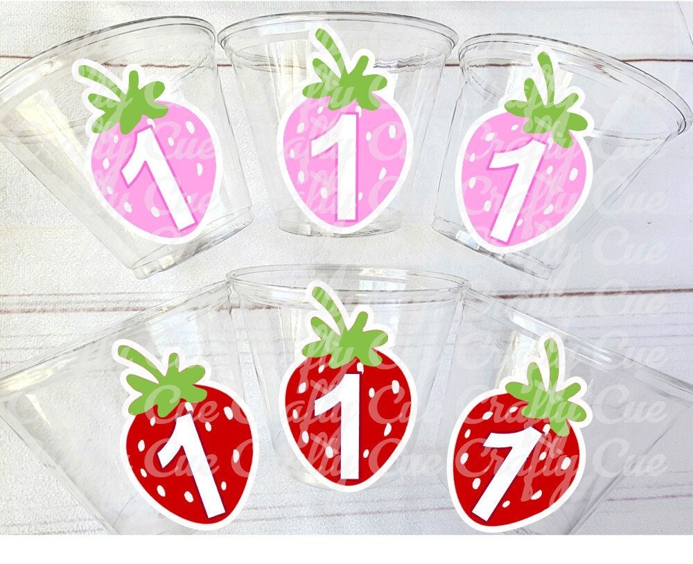 STRAWBERRY PARTY CUPS - Strawberry Birthday Cups Strawberry Cups First Birthday Strawberry Party Decorations Strawberry Baby Shower