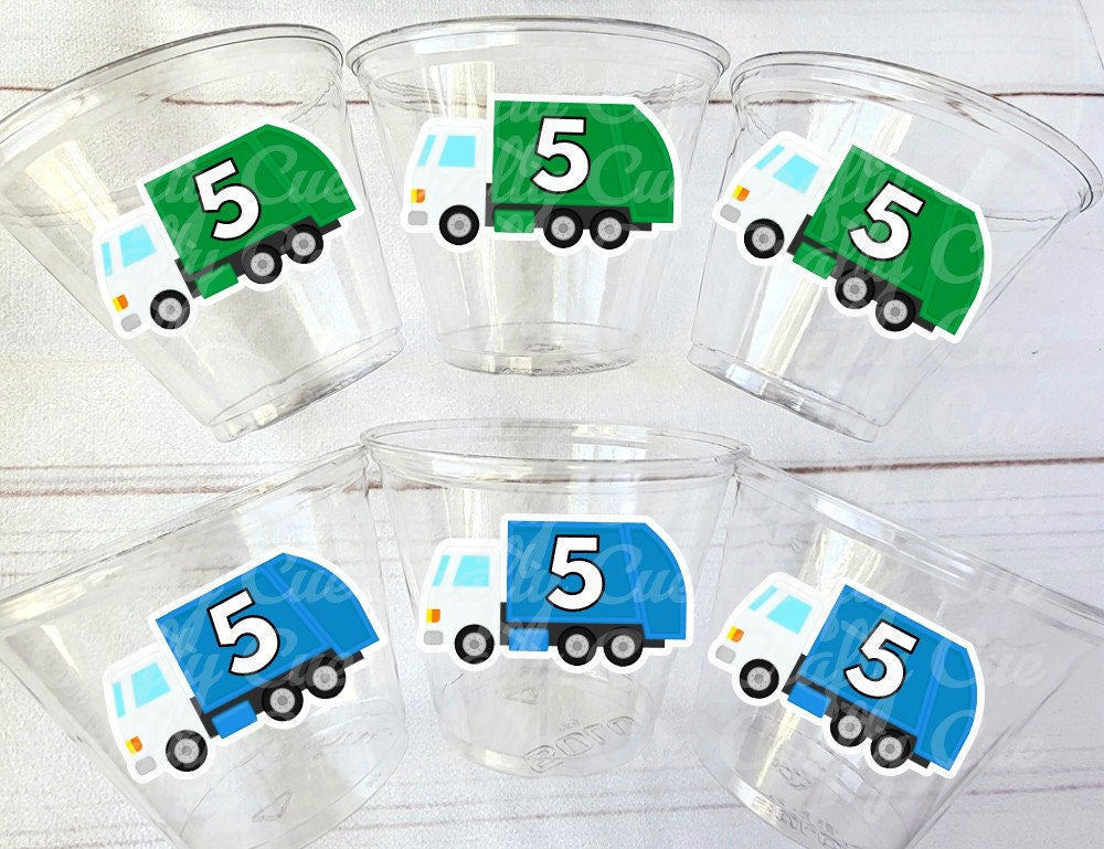 GARBAGE TRUCK PARTY Cups - Garbage Truck Treat Cups Garbage Truck Party Favors Garbage Truck Birthday Favors Trash Garbage Birthday