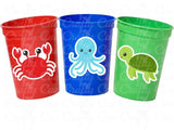 UNDER THE SEA Party Cups Reusable Under the Sea Birthday Under the Sea Party Crab Cups Octopus Cups Turtle Cups Ocean Birthday Ocean Party