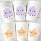 UNDER THE SEA Party Cups Reusable Under the Sea Birthday Under the Sea Party Octopus Cups Starfish Cups Ocean Birthday Ocean Baby Shower