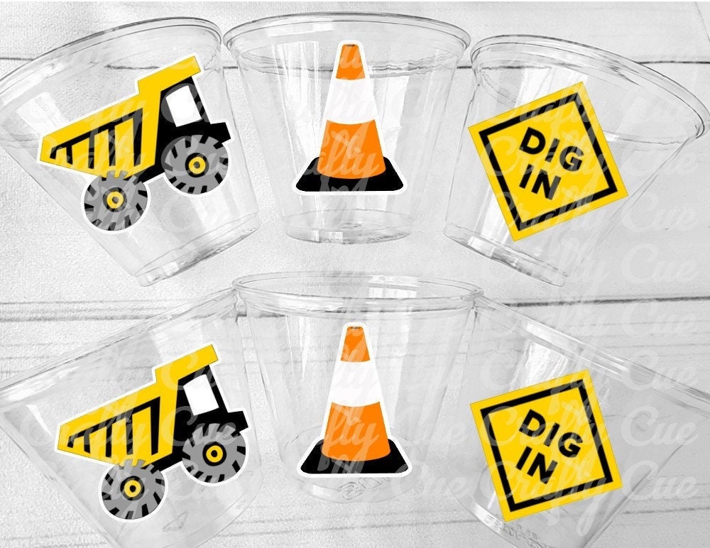 CONSTRUCTION PARTY CUPS - Dump Truck Party Cups Construction Truck Cups Construction Birthday Construction Party Construction Decorations