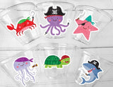 PIRATE PARTY CUPS - Pirate Cups Pirate Birthday Pirate Party Decorations Pirate Birthday Party Pirate Animal Cups Pirate Happy Birthday Cups
