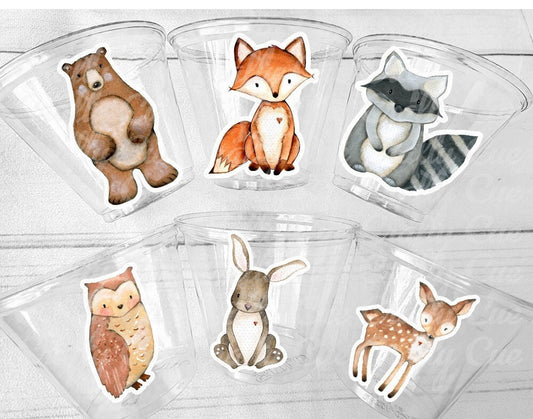 WOODLAND PARTY Cups- Woodland Cups Woodland Animals Woodland Decorations Woodland Birthday Woodland Baby Shower Woodland Birthday Party