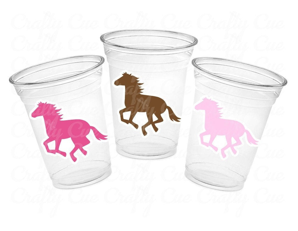 HORSE PARTY CUPS Horse Cups Horse Party Decorations Horse Baby Shower Horse Party Favors Derby Cowgirl Baby Shower Equestrian Party Cups