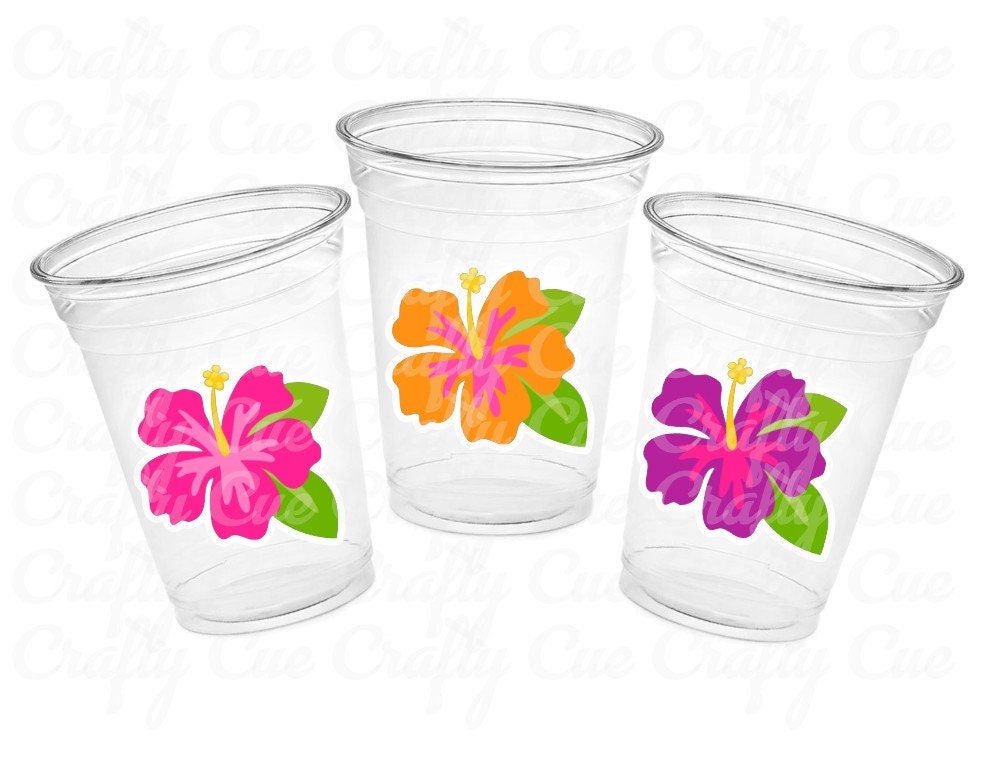 LUAU PARTY CUPS - Aloha Party Cups Luau Party Decoration Luau Party Supplies Luau Baby Shower Tropical Party Decorations Hawaii Hibiscus Cup