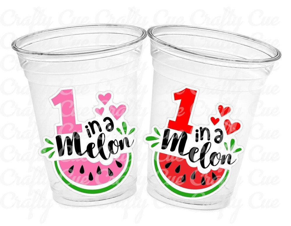 WATERMELON PARTY CUPS - Watermelon Party Favors Watermelon Treat Cups Watermelon Birthday One in a Melon First Birthday 1st Birthday