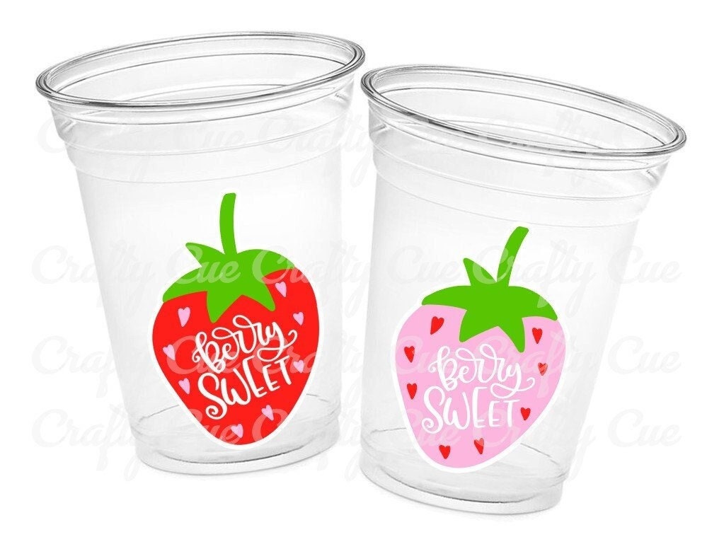 STRAWBERRY PARTY CUPS - Strawberry Birthday Cups Strawberry Cups First Birthday Strawberry Party Decorations Strawberry Baby Shower