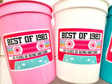 40th PARTY CUPS - Best of 1983 40th Birthday Party 40th Birthday Favors 40th Party Cups 40th Party Decorations 1983 Birthday 80's Party Cups