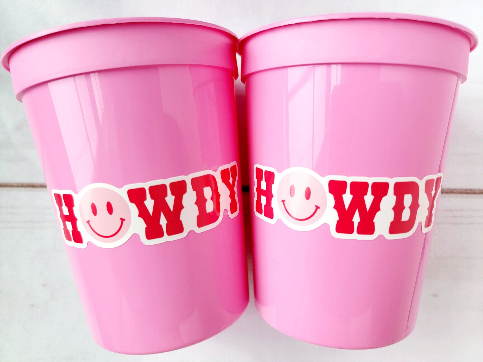 COWGIRL PARTY CUPS Cowgirl Cups Cowgirl Party Decorations Cowgirl Bachelorette Party Cow Print Hat Happy Face Rodeo Howdy Let's Go Girls