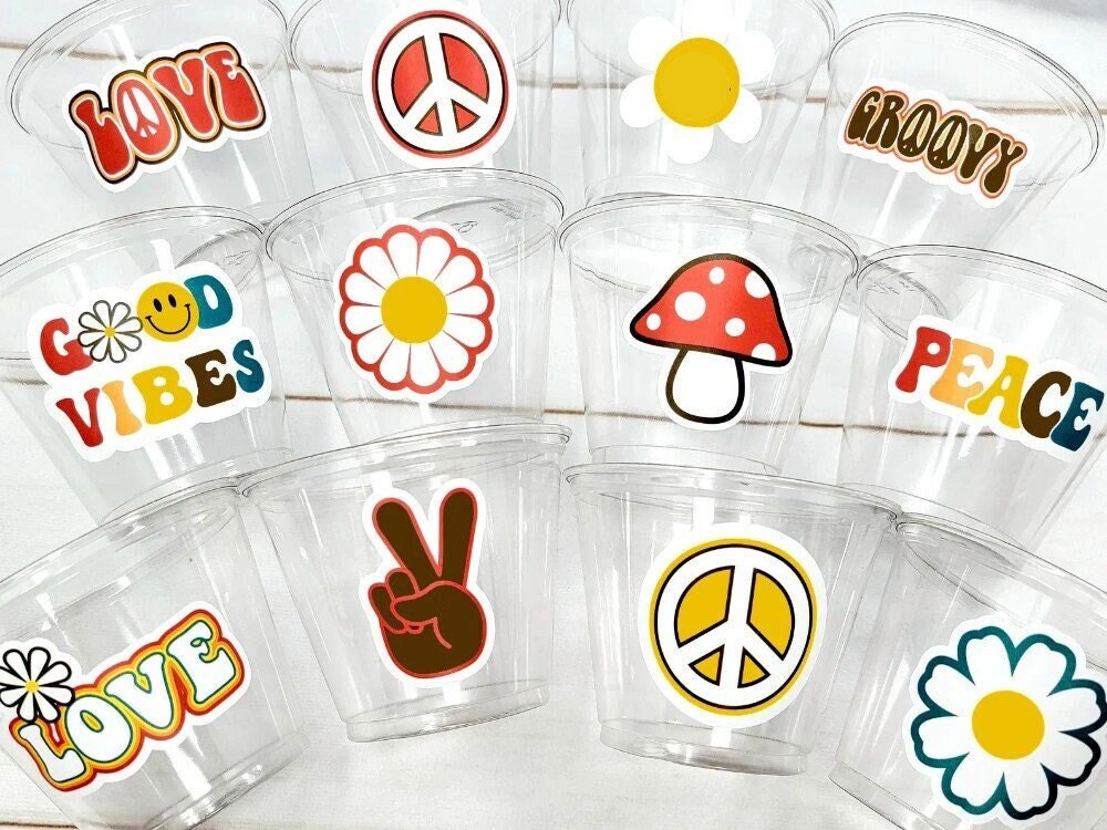 70'S PARTY CUPS - 70s Party Cups 70's Birthday Cups 70's Party Cups 70's Decorations 70's Birthday Party 70's Hippie Party 70s Birthday Cups