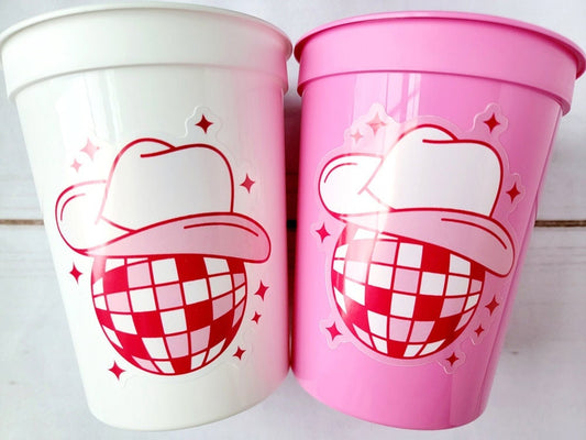 DISCO COWGIRL PARTY Cups -Cowgirl Cups Cowgirl Party Decorations Cowgirl Bachelorette Party Cowgirl Hat Birthday Rodeo Party Cups Disco Ball