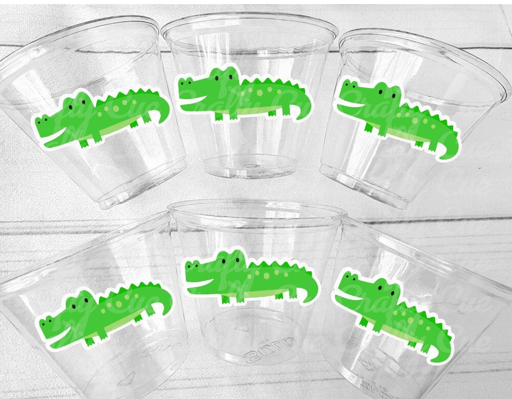 ALLIGATOR PARTY CUPS - Alligator Birthday Cups Alligator Party Favors Alligator Baby Shower Alligator Party Decorations Alligator Supplies