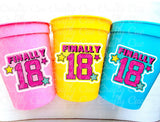 18th Birthday PARTY CUPS -Finally 18 Cups 18th Birthday Party 18th Birthday Favors 18th Party 18th Party Decorations 2005 Birthday Party Cup