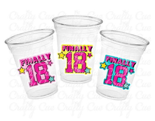 18th Birthday PARTY CUPS -Finally 18 Cups 18th Birthday Party 18th Birthday Favors 18th Party 18th Party Decorations 2005 Birthday Party Cup