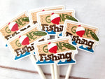Gone Fishing Cupcake Toppers, Fisherman Cupcake Topper, Fishing Birthday, Fishing Party, Fishing Cake Toppers, Fishing Bobber Cupcake Topper