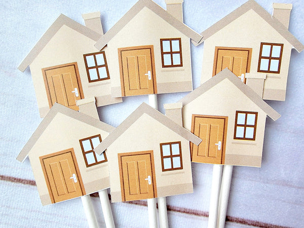 House Warming Cupcake Toppers, House Cupcake Toppers, Housewarming Cupcake Toppers