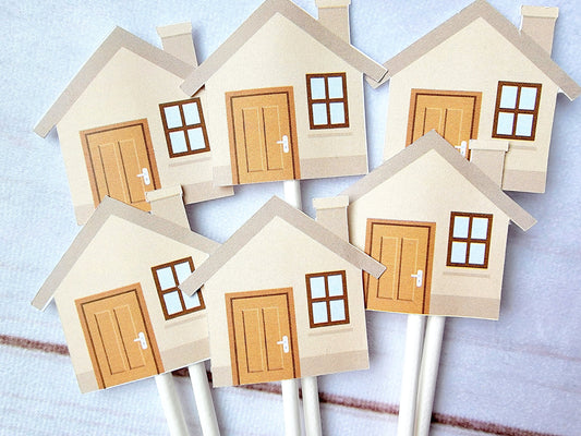 House Warming Cupcake Toppers, House Cupcake Toppers, Housewarming Cupcake Toppers