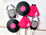 50's Cupcake Toppers, Poodle Skirt Cupcake Toppers, Jukebox Cupcake Toppers