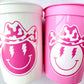 COWGIRL HAPPY FACE Cups Cowgirl Cups Cowgirl Party Favor Cowgirl Bachelorette Party Cowgirl Birthday Rodeo Party Cow Print Hat Cups Disco