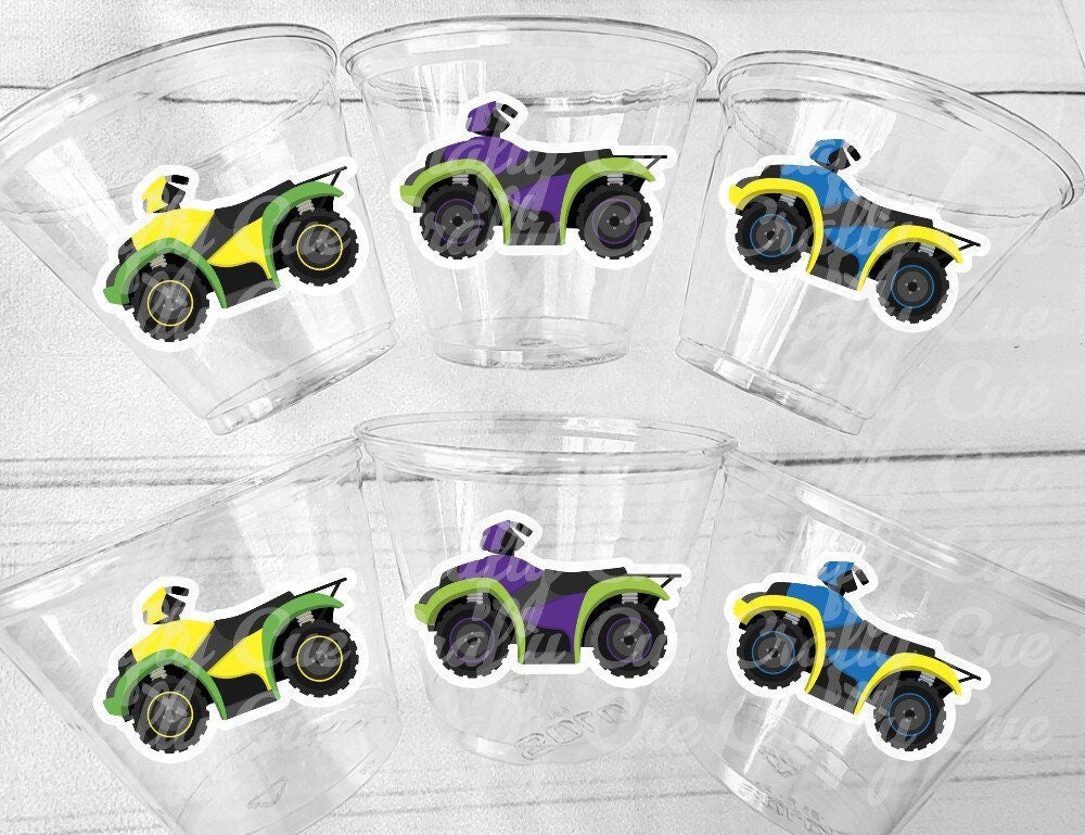 ATV PARTY CUPS Atv Four wheeler Party Cups Atv quad cups Atv Party Motorcycle Cups Dirt Bike Motocross Birthday Motorcycle Party Favors