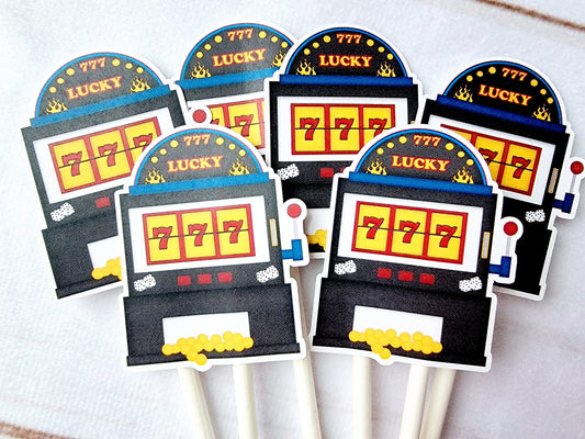 Casino Cupcake Toppers Casino Party Casino Night Casino Party Decorations Slot Machine Cupcake Toppers Slot Casino Birthday Slot Machine