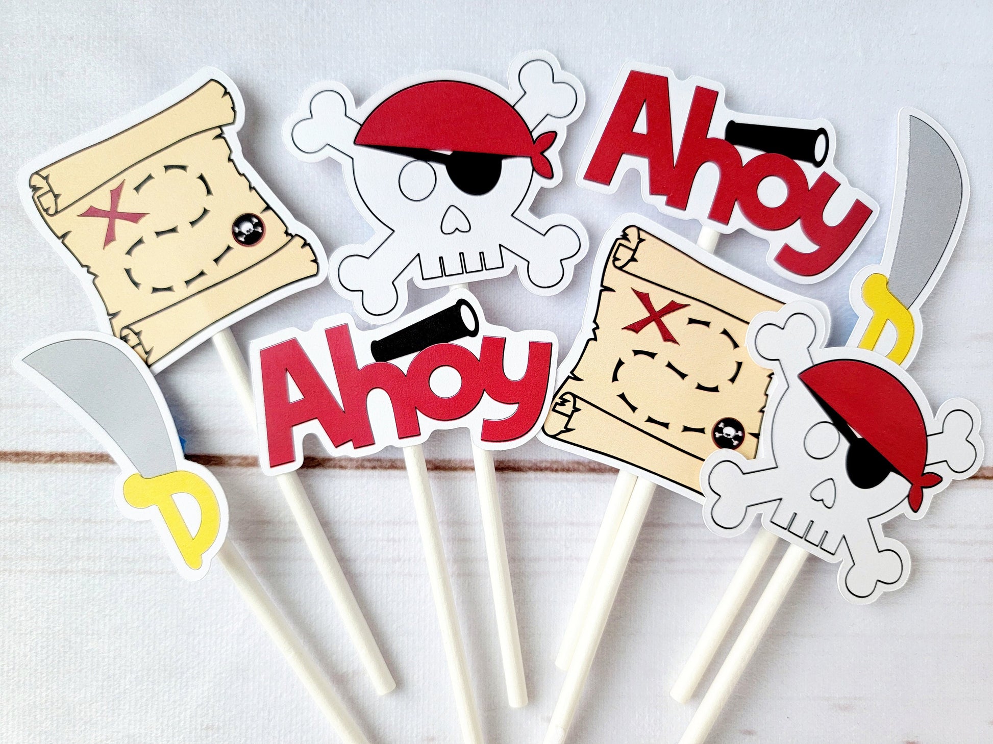 Pirate Party Cupcake Toppers Pirate Party Decorations Pirate Birthday Party Pirate Baby Shower Pirate Cake Toppers