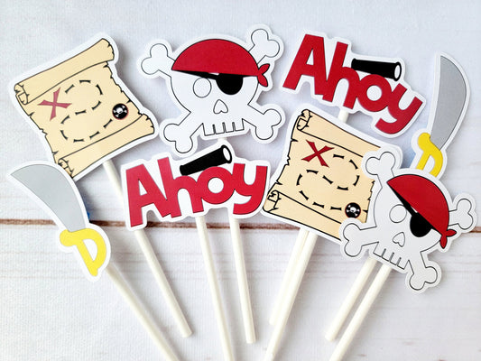 Pirate Party Cupcake Toppers Pirate Party Decorations Pirate Birthday Party Pirate Baby Shower Pirate Cake Toppers