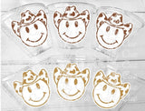 COWBOY PARTY CUPS - Cowgirl Cups Cowgirl Party Decorations Cowgirl Bachelorette Cow Print Hat Happy Face Cups Cowgirl Rodeo Party Cups
