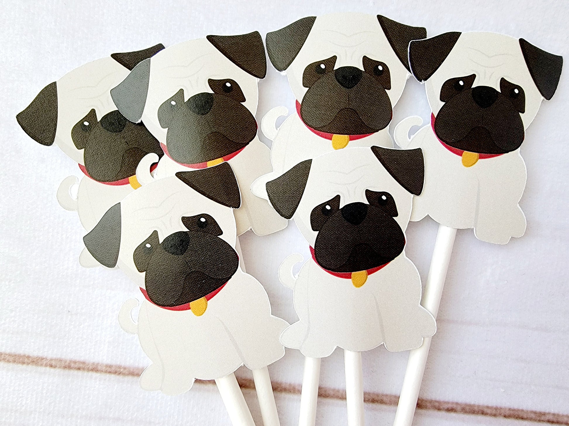 Puppy Party Cupcake Toppers - Pug Cupcake Toppers Pug Birthday Party Pug Party Decorations Puppy Party Cupcake Toppers Dog Birthday Party