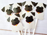 Puppy Party Cupcake Toppers - Pug Cupcake Toppers Pug Birthday Party Pug Party Decorations Puppy Party Cupcake Toppers Dog Birthday Party