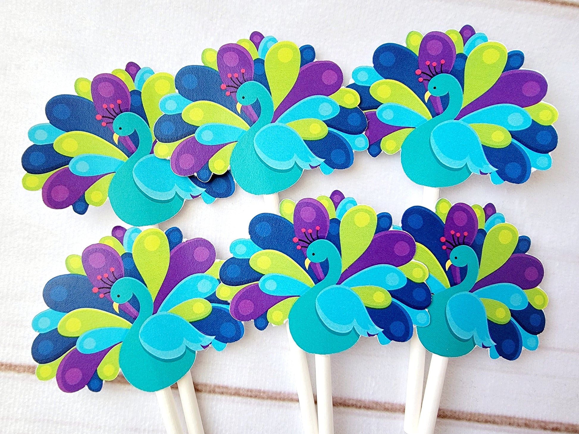 Peacock Cupcake Toppers, Peacock Baby Shower, Peacock Birthday, Peacock Cupcake Picks, Peacock Cake Toppers